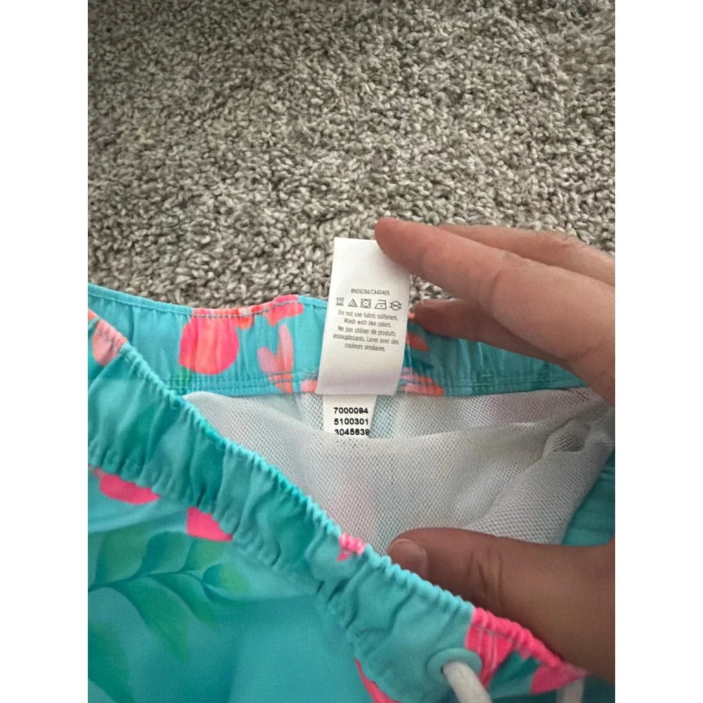 Gymboree Swim Trunks Toddler 5T Teal Pink Tropical Floral NWT UPF 50+